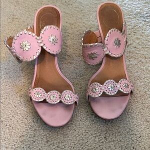 Jack Rogers Pink and Silver Wedges with Floral Accents